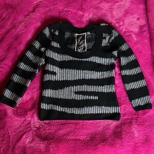 L.A.M.B. Black and Silver Striped Sweater